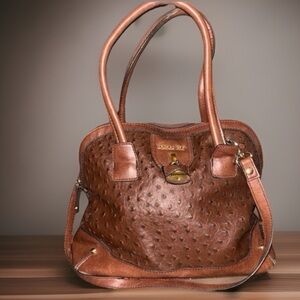 London Fog Ostrich Vegan Faux Leather Satchel